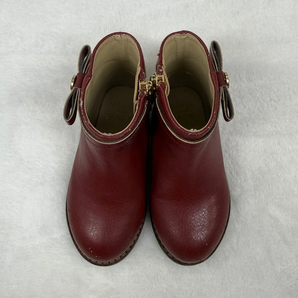 Janie and Jack Toddler Burgundy Red Bow Side Zip Ankle Boots Size 7 100047094‎
